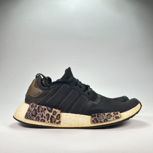 Adidas NMD_R1 Black Leopard Print Lace Up Running Shoes Sneakers Women’s Size 8 - Picture 1 of 10